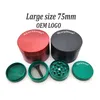 Stor storlek 75mm 4 delar Sharpstone Tobacco Kvarare Röker Accessroy Herb Grinder CNC Tänder filter Net Dry Herb Vaporizer Pen