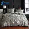 Роскошные солидные искусственные шелковистые удобные одеяло для взрослых постельное белье белый / серая наволочка CN двойной кровать одеяла набор y200111