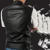 Pu Male Streetwear Leather Jacket Hot Sale Vest Mens Sleeveless Punk Pocket Loose Fit Black Brand Motorcycle Waistcoat Coats 201120