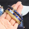Fashion 3pcs Set Leopard Bangel Bracelet Men Woman Blue Cz Ball Cz Panther Crown Braiding Bracelet Stainless Steel Sets Bangles Jewelry