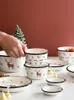 Kerst diner plaat keramische servies salade kom huishoudararen keukengerechten en platen Sets servies gebruiksvoorwerpen voor keuken 201217
