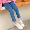Herfst 27 jaar meisjes mode Split skinny jeans kids allmatch casual slanke denim broek F12083313268