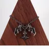 Drottning Moder Demon Evil Titanium Black Wings Diamond Saturn Necklace Super Cool Punk Bat30e