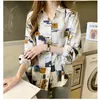 Woman 3D Retro Printing Blouses Fashion Trend Casual Turn Down Collar Cop Top Designer Famale Spring Long Sleeve Loose Chiffon Shirts
