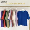 Jielur Tee рубашка 15 сплошной цвет основной футболки женщин повседневная уплотнительная шея Harajuku лето верхняя вершина корейской битник белая футболка S-XL LJ200826