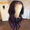 HD Transparent Colored Human Hair Wig Highlight Loose Deep Wave Purple 13X6 Lace Frontal Wigs For Women Preplucked Remy Full