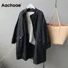 Aachoae Casual solide coréen Trench-Coat Femmes Lâche Batwing Veste à manches longues Femme Zipper O Cou Oversize Trench Abrigo Mujer 201031