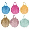 5pcs Shopping Bags Handbags Shopper Tote Mesh Net Woven Cotton Material String Reusable Fruit Storage Bag Handbag Reusabled Many Colors on Sale