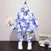 Toddler Boy Cute Panda Full Print Clothing Set Pocket Pullover Tops+ Pants 2PCS Sets Kids Spring Autumn Causal Tracksuit 220112