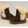 Enfants Bottes de neige hiver chaud épais épais épaisses enfants bottes en daim cuir avec fourrure garçons coton chaussures de coton sol solaire 4 couleurs LJ201104