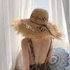 Ladies Handmade Natural Straw Hat Summer Beach Sun Hat for Women Men Panama Cap Fashion Protetion Visor Boat Hats Y200602