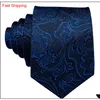 Corbatas rápidas para hombre, 100% diseñadores de seda, corbata Floral azul marino a la moda, conjuntos de gemelos y pañuelo para hombre, fiesta de boda Formal, novio 259B