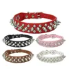 Cool Rivet collier de chien réglable petit collier de chien Punk tête ronde clou chaîne pour animaux de compagnie PU collier accessoires