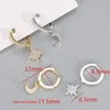 Orecchini firmati Hoop Huggie 925 S925 Sterling Silver Star MoonChristmas gioielli di lusso asimmetrici femminili