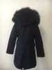 ブランド女性冬のジャケットの長い取り外し可能な裏地ネイビーブルーパーカー大リアルアライグマの毛皮のフード付きコートの外出211216