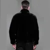 winter men luxurious faux mink coat Black fashion casual rabbit fur overcoat Stand collar leather jackets Plus size 201127