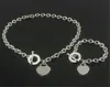 925 Silver Love Necklace + Pulsera Set Declaración de boda Joyería Corazón Colgante Collares Bangle Sets 2 en 1