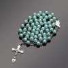 2020 New Fashion Handmade Round Glass Bead Catholic Rosary Quality Bead Cross Necklace Beads Cross Religious Pendants Necklace344d