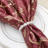 100pcs / lot vit pärlor servettringar bröllop servett spänne för bröllop mottagning party bord dekorationer levererar 3 m2