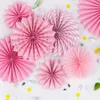 13pcs anniversaire pinwheels décorations de fête rose suspendus ventilateurs de papier fleur de mariage baby shower rose anniversaire fête fournitures Y200903
