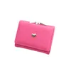 사랑의 심장 만화 귀여운 지갑 트라이 - 폴드 PU 짧은 카드 슬롯 다중 용량 가방 소녀 작은 코인 지갑