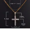 Pendentif croix en Zircon glacé avec chaîne de Tennis de 4mm, ensemble de bijoux Hip hop pour hommes, collier pendentif en or et argent CZ, Set326S