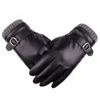 Mode hiver conduite gants coupe-vent imperméables garder au chaud écran tactile gant en cuir noir pour hommes cadeau d'affaires