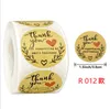 500PCS Roll 1.5inch Festive Decoration Thank You Handmade Round Adhesive Stickers Label For Holiday Presents Business GD1026