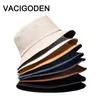 VACIGODEN Donna Cappello a secchiello in velluto a coste reversibile Colore solido Minimalista Sunbonnet Fedora Outdoor Chapeau Cappellino da pescatore Gorros G220311