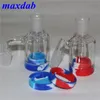 Hookah Glass Ash Catchers 14mm 18mm 45 90 grader med 7 ml silikonburkbehållare Ashcatcher för vattenpipa bongs oljeriggar