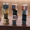 DIY Metal Jewelry 7*7MM Stainless Steel Beads Charms Micro Pave Turquoise Square Charm for Bracelet Making