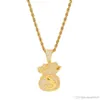 New Arrivel Iced Out Cubic Zircon Money Bag Pendant Necklace Hip Hop Gold Silver Color Men Charm Chain Jewelry