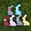 Long Ears Rabbit Doll Party Soft Plush Easter Bunny Toys Lattice Wave Point Rabbits Toys Stuffed Cotton Animal Sleeping Mate for Kids