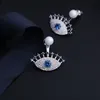 Novo Estilo Coreano Marca de Luxo Micro-embutido Zircon Pearl Brincos de Olhos de Jóias Temperamento Mulheres High-End Zircon S925 Brincos de Agulha de Prata