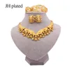 Luxe sieraden sets voor vrouwen Dubai bruiloft goud kleur ketting oorbellen armband ring bruids Indian Nigeria Afrikaanse geschenken set 201215