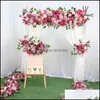 Decorative Flowers & Wreaths Festive Party Supplies Home Garden Jarown Customize Wedding Artificial Flower Row Rose Red Floral Small Corner