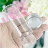 24Pcs 65ml Borate Container with Silver Spiral Aluminum Lid Small Clear Mini Handicraft Glass Bottles Refillable Candy Food Pot