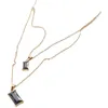 Hängsmycke halsband Titanium med 18k guldskiktad kedja svart sten halsband kvinnor smycken punk party t Visa Runway Designer Club Japan Korea