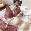 Sexy Backless Bra and Panty Set Lace Front Closure Seamless Push Up Underwear Deep-v Neck Brassiere Briefs Women Lingerie Sets Y200708