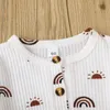 Estate neonato tute a coste manica corta arcobaleno tuta intera abbigliamento per bambini ragazzi neonate pagliaccetto M4057