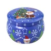 Jul Tennplatta Santa Snögubbe Elk Print Candy Tea Ljuslådor Aromaterapi Stearinljus Colorful Xmas Presentförvaring Box W-00440