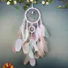 Kleurrijke handgemaakte droomvanger veren auto thuis muur opknoping decoratie ornament geschenk wind chime ambachtelijke decor levert HHE2862