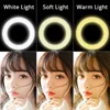 26 cm / 16 cm LED Światło Ściemniane fotograficzne Oświetlenie aparatu Telefon Studio Selfie Ring Lampa Statyw Tabela Dla Makeup Live Video