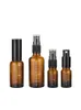 Tom klar brun glasflaska med skala Svart Spray Lotion Pump Parfym Kosmetisk Förpackning Avfyllningsbehållare Essentiella Oljesflaskor 5 ml 10 ml 20 ml 50 ml 100ml