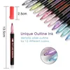 12 /24 color/set outline paint marker pen double line highlighter Diy po album scrapbook metal markers flash drawing painting a47