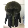 Réel Manteau De Fourrure Longue Parka Survêtement Nouvelle Mode Naturel Col De Fourrure De Raton Laveur Fourrure De Renard À L'intérieur Veste D'hiver Femmes Survêtement Nouveau 201214