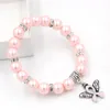 Partihandel Nyankomst Pearl Bead Breast Cancer Awareness Armband Änglavingar Rosa Band Berlocker Armband Smycken för Cancer Center