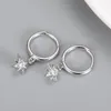 Hoop Huggie 925 sterling silver jewelry designer earrings Minimalist Octagonal Star Studded