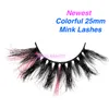 Vmae 5d kleurrijke ombre 25 mm mink wimpers siberische nerts bont wimpers sexy aangepast privélabel lange donzige oog lash mix kleur zachte natuurlijke 3D mink wimperverlenging