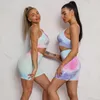 Dyeing Seamless Yoga Set Gym Fitness Clothing Sportswear High Waist Leggings Suit Sports Bra Suits Tie Dye Top 220210